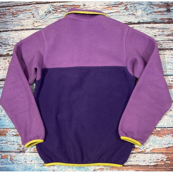 PATAGONIA Snap T Fleece girls large (12) Purple And Neon Yellow - Picture 4 of 4